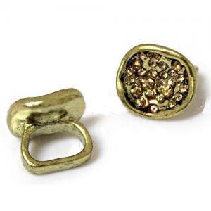 15x14mm Antique brass with rhinestones