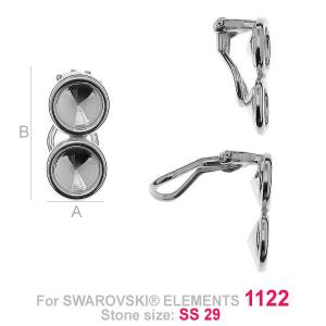 Clip earring for 2 x 6mm rivolis