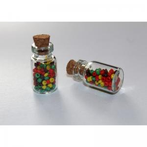 Mini bottle 24x13mm with cork and seed beads