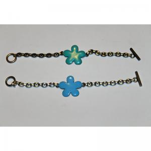 Pulsera zamack con flor esmaltada 17mm