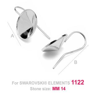 Earring hook to set 14mm rivoli