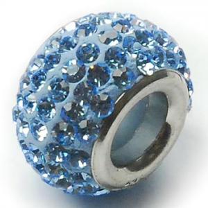 Cuenta plata y símiles Aquamarine 9x6mm y agujero 3mm