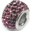 Sterling silver bead with Amethyst rhinestones 9x6mm 3mm hole