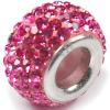 Sterling silver bead with Rose rhinestones 9x6mm 3mm