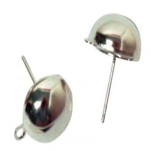 Post earring with disk 13mm with dome and ring