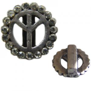 Peace symbol 14mm with rhinestones 