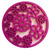 Colgante disco con florecitas 49mm fucsia