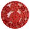 Pendant circle with flowers 49mm red colour