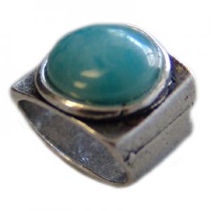 Oval 13x11mm amb rodona esmalt 8mm blau