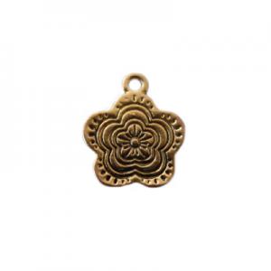 Flower 15mm + ring antique brass colour