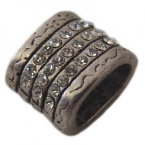 Rectangular 15x12mm with three rows of rhinestones