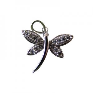 Colgante libélula pequeña 17x16mm con zirconitas