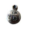 Antique silver round charm with 3 rhinestones 10x7mm