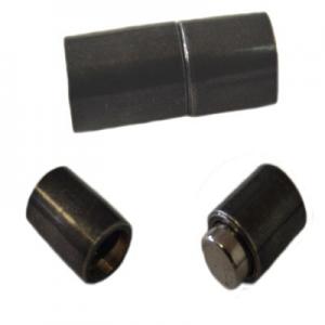 Cierre iman tubo plateado 19x8mm con raya, paso 6mm
