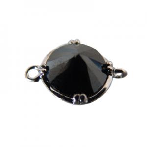 12mm round black crystal with two rings