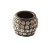 Barrel with rhinestones 15x11mm, 8mm hole, antique silver colour