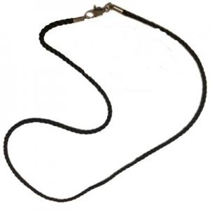 Cordón trenzado negro 1,6mm, cierre acero, 45cm