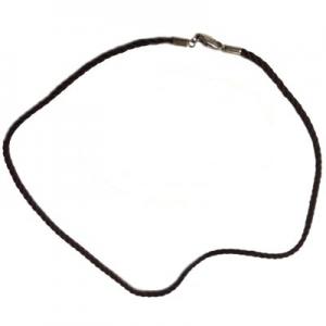 Black braided cord 2mm, silver clasp, 45cm