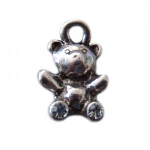 Teddy pendant 16x10mm with crystal rhinestones