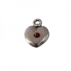Heart pendant 10mm with siam rhinestone