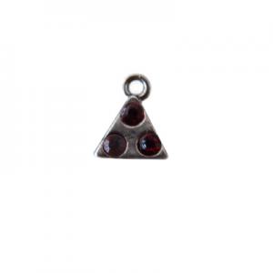 Triangle pendant with siam rhinestones 8mm antique silver