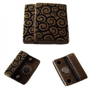 Magnet clasp with engraved spirals 24x23mm, 20x3mm hole