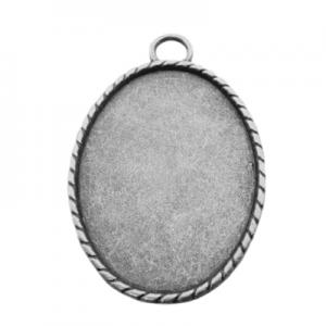 30x40mm cabochon pendant, antique silver