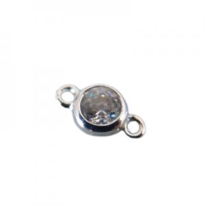 4mm silver round with cubic zircon