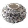 Sterling silver bead with Crystal rhinestones 9x6mm 3mm