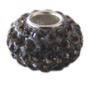 Dena argent i símils Black Diamond 9x6mm i forat de 3mm