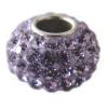 Sterling silver bead with Violet rhinestones 9x6mm 3mm hole