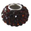 Sterling silver bead with Smoke Topaz rhinestones 9x6mm 3mm hole