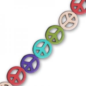 15mm howlite peace symbol, assorted colours