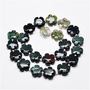 Flor ágata marrón y verde 15x6mm, agujero 1mm